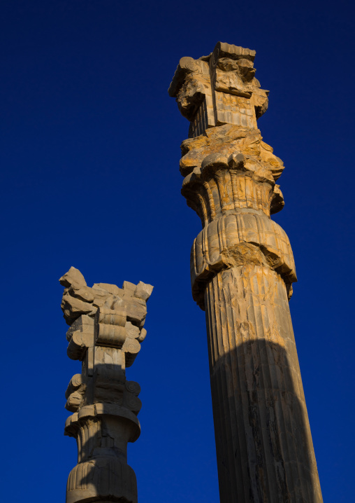 Ancient columns in the gate of all nations in Persepolis, Fars Province, Marvdasht, Iran
