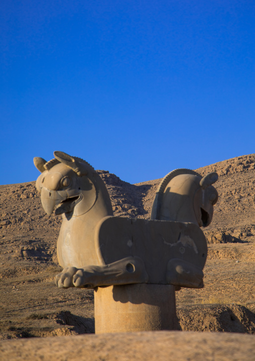 Two-headed griffin in Persepolis, Fars Province, Marvdasht, Iran