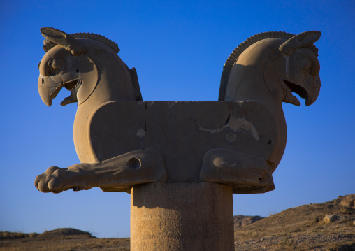 Two-headed griffin in Persepolis, Fars Province, Marvdasht, Iran