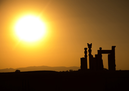 Sunset over the site of Persepolis, Fars Province, Marvdasht, Iran