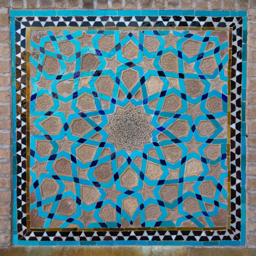 Mosaic pattern with ceramic tiles in Jameh masjid or Friday mosque, Yazd Province, Yazd, Iran