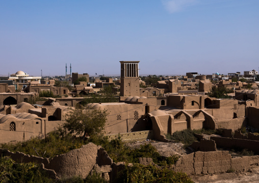 View of a wind tower from Narin Qal'eh citadel, Yazd Province, Meybod, Iran