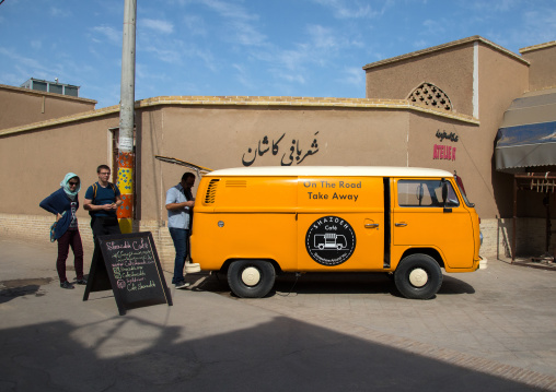 A mobile coffee van in the street for tourists, Isfahan Province, Kashan, Iran