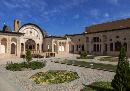Courtyard of Tabatabei historical house, Isfahan Province, Kashan, Iran