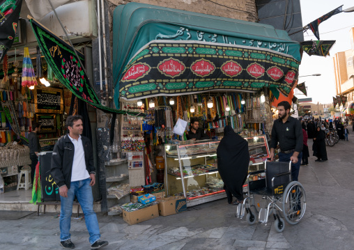 Shop decorated for Muharram, Central County, Qom, Iran