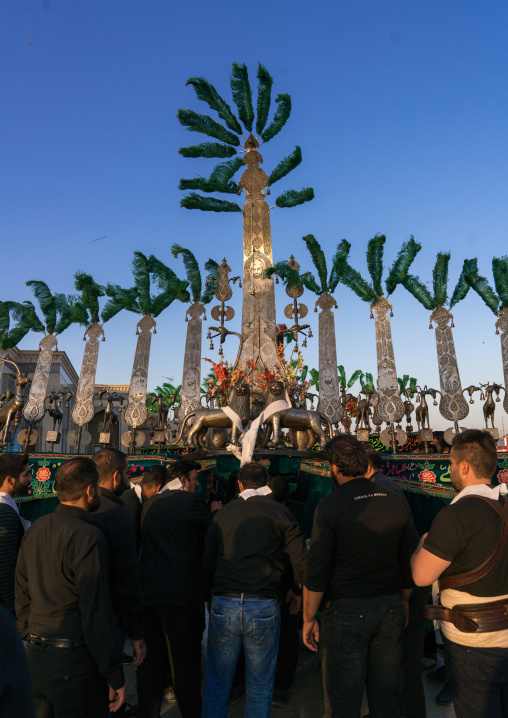 Alam procession during Muharram celebrations in Fatima al-Masumeh shrine, Central County, Qom, Iran