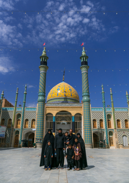 Pilgrims posing in the Shrine of sultan Ali, Kashan County, Mashhad-e Ardahal, Iran