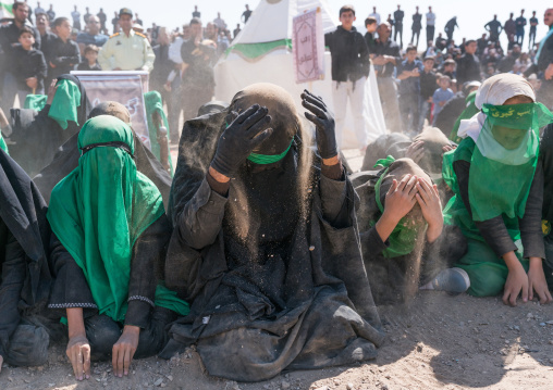 Shiite women crying during a traditional religious theatre called tazieh about Imam Hussein death in Kerbala, Lorestan Province, Khorramabad, Iran