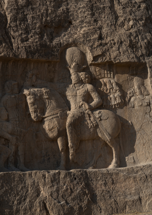 The triumph relief of Shapur i depicts Shapur victory over two roman emperors  at Naqsh-e Rustam necropolis, Fars Province, Shiraz, Iran
