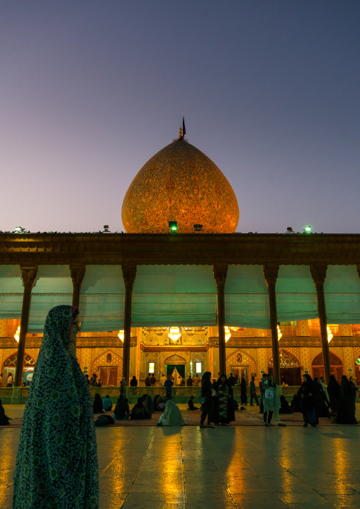 Mausoleum of Shah-e-Cheragh at sunset, Fars Province, Shiraz, Iran