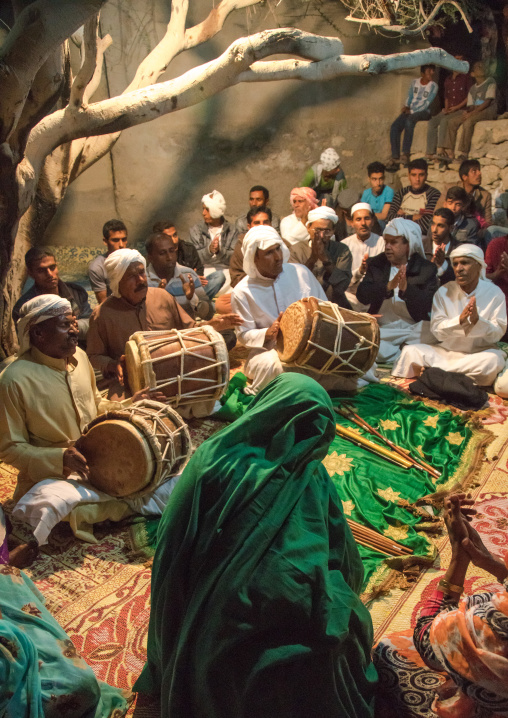 men playing drums during a zar ceremony, Qeshm Island, Salakh, Iran