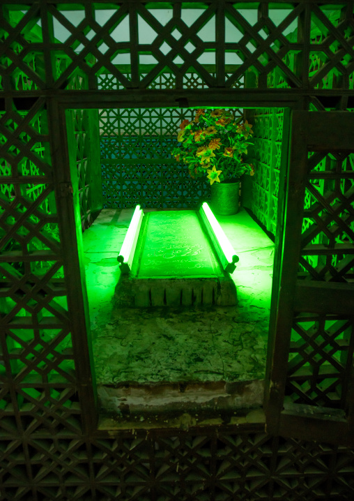 tomb with green light in the three domes moshtaghie, Central County, Kerman, Iran