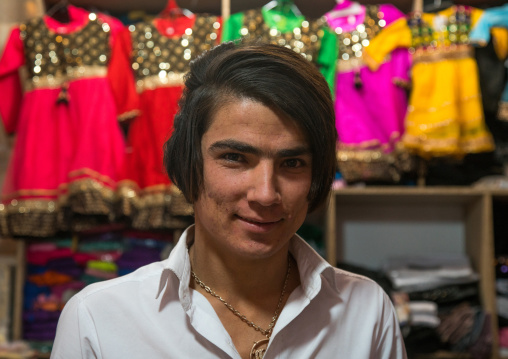 young man with fashionnable haircut in the bazaar, Central County, Kerman, Iran