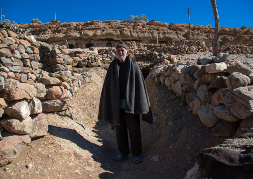 old man in the troglodyte village, Kerman province, Meymand, Iran