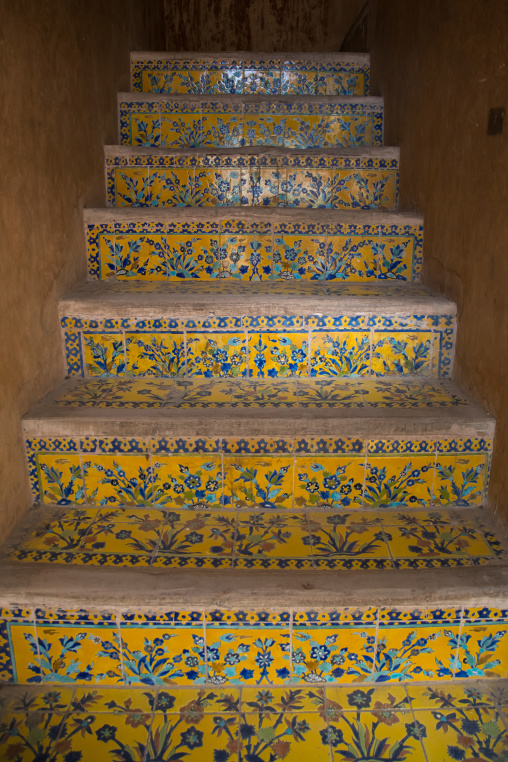 ali qapu palace decorated stairs, Isfahan Province, isfahan, Iran