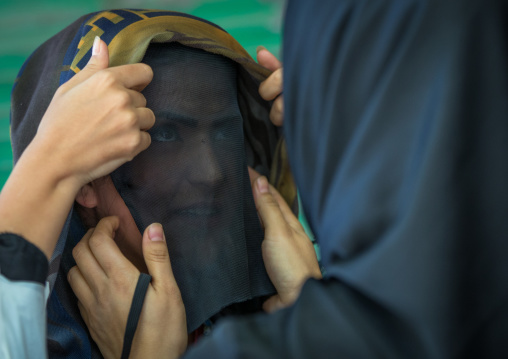 Iranian Shiite Muslim Women Putting A Veil To Mourn Imam Hussein On The Day Of Tasua, Lorestan Province, Khorramabad, Iran