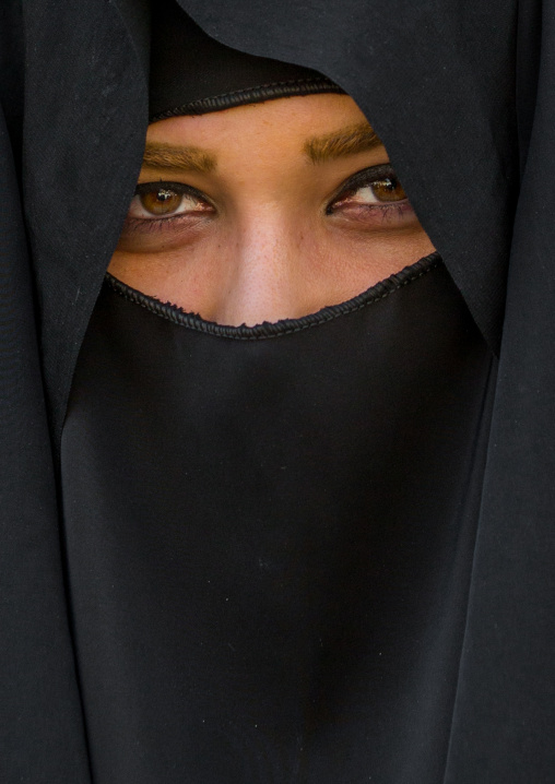 A Shiite Muslim Woman Wearing A Niqab Mourning Imam Hussein On The Day Of Tasua, Lorestan Province, Khorramabad, Iran