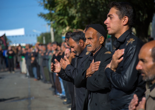 Iranian Shiite Muslim Men Celebrating Ashura, The Day Of The Death Of Imam Hussein, Kurdistan Province, Bijar, Iran