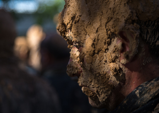 Iranian Shiite Muslim Man Covered In Mud During Ashura Day, Kurdistan Province, Bijar, Iran