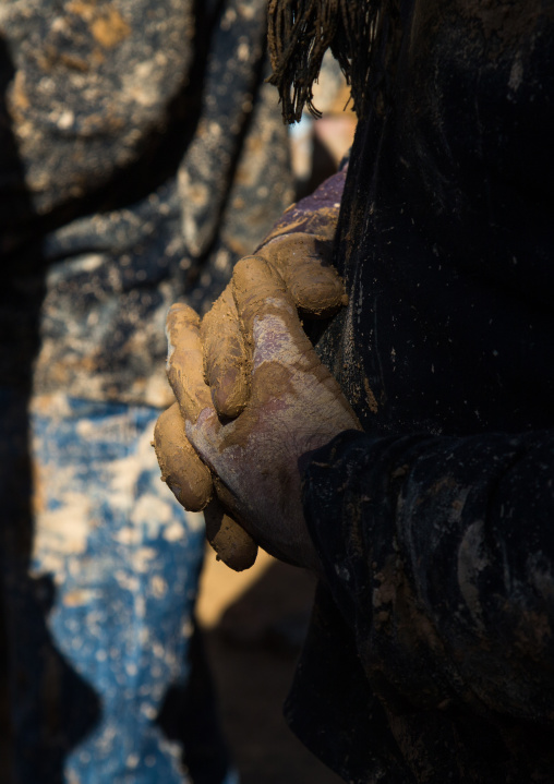 Iranian Shiite Muslim Man Hands Covered In Mud During Ashura Day, Kurdistan Province, Bijar, Iran