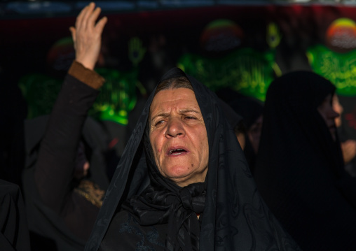 Iranian Shiite Muslim Woman Praying During Ashura Celebration, The Day Of The Death Of Imam Hussein, Kurdistan Province, Bijar, Iran
