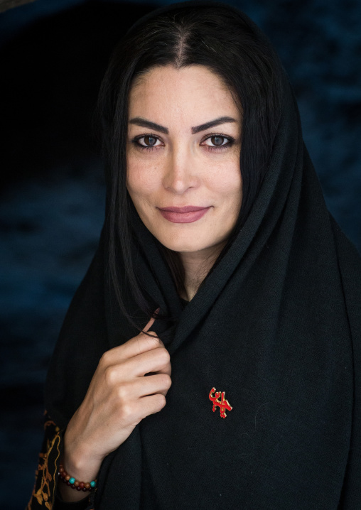 Portrait Of An Iranian Beauty With An Iman Hussein Badge, Yazd Province, Yazd, Iran