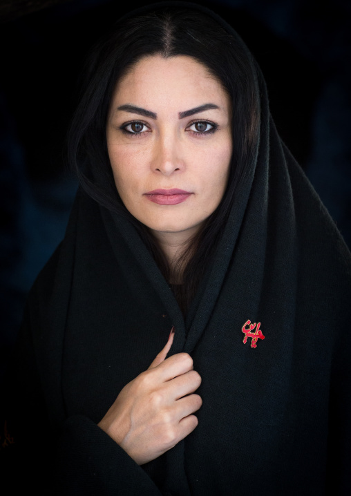 Portrait Of An Iranian Beauty With An Iman Hussein Badge, Yazd Province, Yazd, Iran
