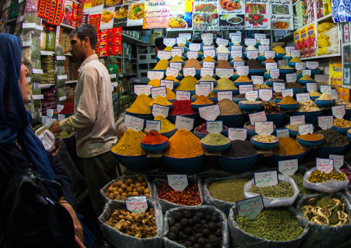 Woman Shopping For Spices In Bazaar E Vakil, Fars Province, Shiraz, Iran
