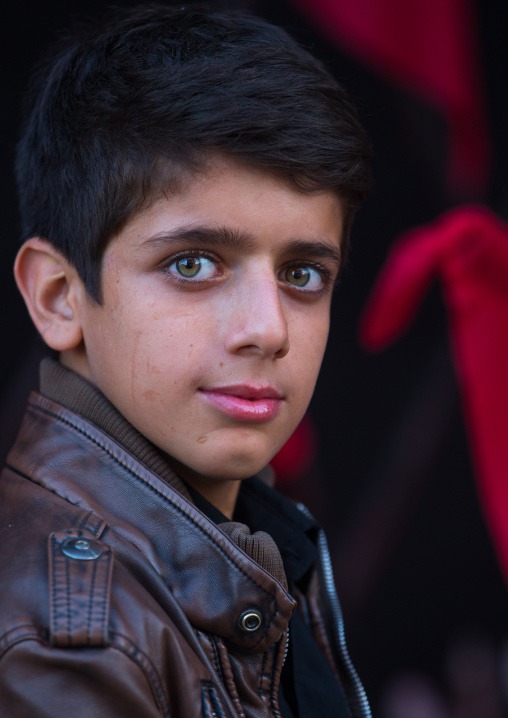 Iranian Shiite Muslim Boy With Green Eyes During Muharram, Isfahan Province, Kashan, Iran