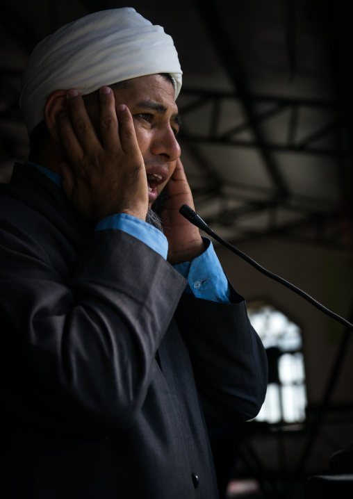 A Shiite Turkmen Imam Making The Prayer Call In A Mosque, Golestan Province, Karim Ishan, Iran
