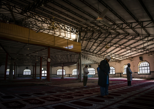 Iranian Shiite Muslim Prayers In A Huge Empty Mosque, Golestan Province, Karim Ishan, Iran