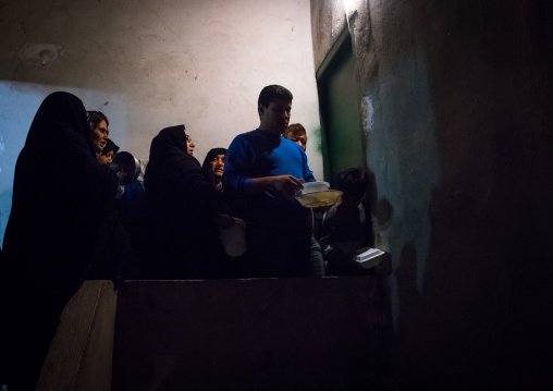 Iranian Shiite Muslim People Waiting To Collect Nazri Charity Food During Muharram, Golestan Province, Gorgan, Iran