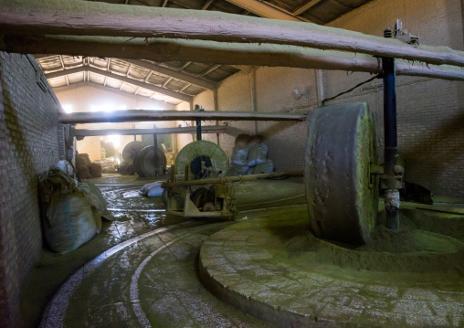 Traditional Henna Mill With Giant Stone, Yazd Province, Yazd, Iran