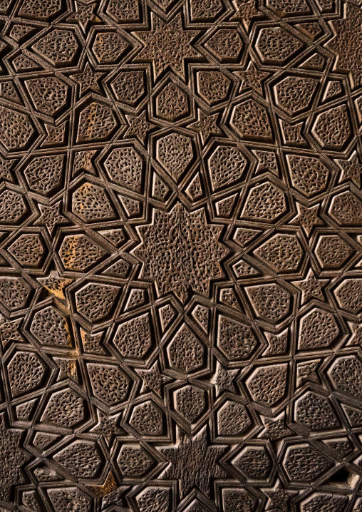 Old Wooden Door Carved, Yazd Province, Yazd, Iran