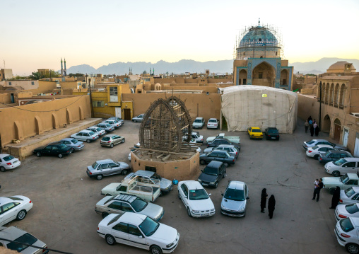 A Wooden Nakhl On A Square Filled With Cars
, Yazd Province, Yazd, Iran