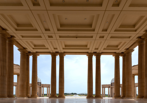 Colonnades in our lady of peace basilica christian cathedral built by Felix Houphouet-Boigny, Région des Lacs, Yamoussoukro, Ivory Coast