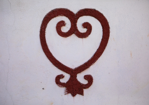 Patience and tolerance symbols painted on the wall of the agni-indenie royal palace, Comoé, Abengourou, Ivory Coast