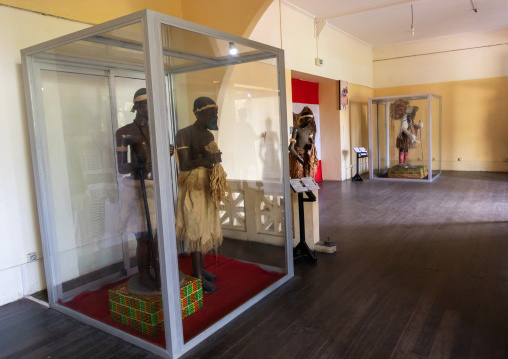 Traditional dresses displayed in the national museum of costumes formerly the governor's palace, Sud-Comoé, Grand-Bassam, Ivory Coast