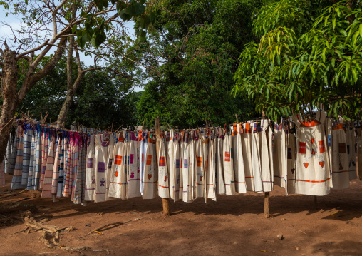Senufo textiles and clothing at street market, Savanes district, Waraniene, Ivory Coast