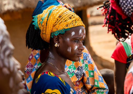 Dan tribe woman celebrating the yam harvest in a village, Bafing, Godoufouma, Ivory Coast