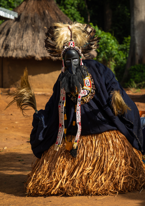 Dan tribe mask sacred dance during a ceremony, Bafing, Gboni, Ivory Coast
