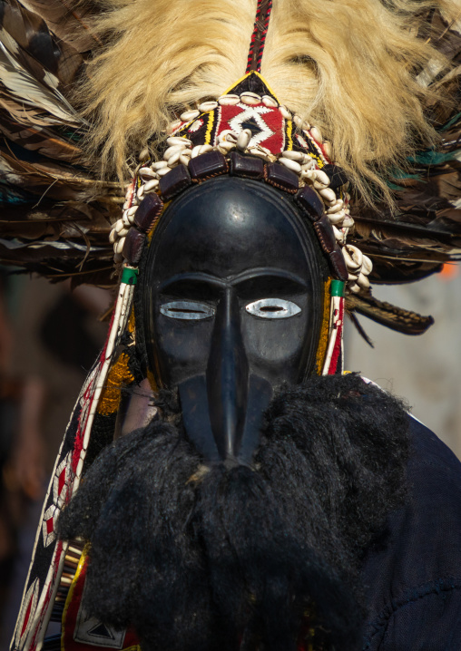 Dan tribe mask sacred dance during a ceremony, Bafing, Gboni, Ivory Coast