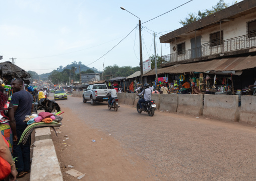 Road along the central market, Tonkpi Region, Man, Ivory Coast