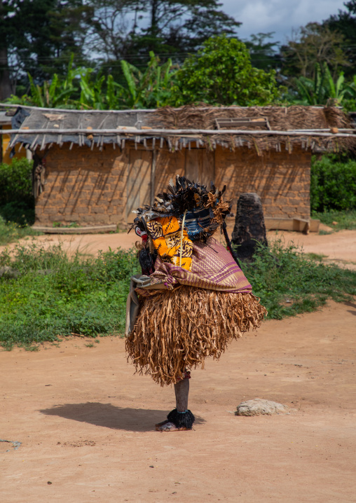 We Guere sacred mask dance during a ceremony, Guémon, Bangolo, Ivory Coast