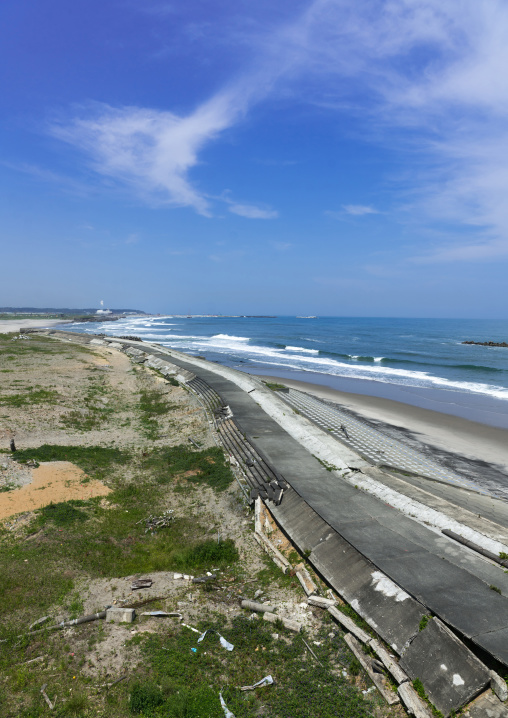 Highly contaminated beach after the daiichi nuclear power plant irradiation and the tsunami, Fukushima prefecture, Futaba, Japan