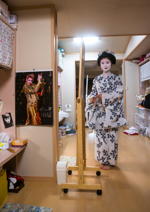 16 Years old maiko called chikasaya in her room, Kansai region, Kyoto, Japan