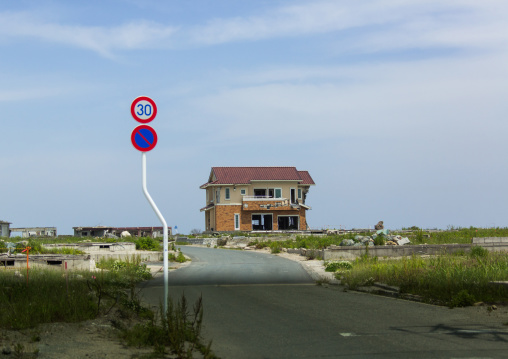 A house destroyed by the 2011 earthquake and tsunami five years after, Fukushima prefecture, Namie, Japan