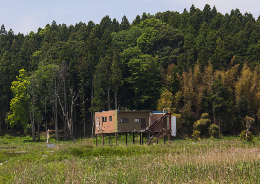 A house destroyed by the 2011 earthquake and tsunami five years after, Fukushima prefecture, Namie, Japan