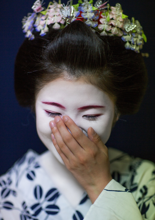 16 Years old maiko called chikasaya laughing, Kansai region, Kyoto, Japan