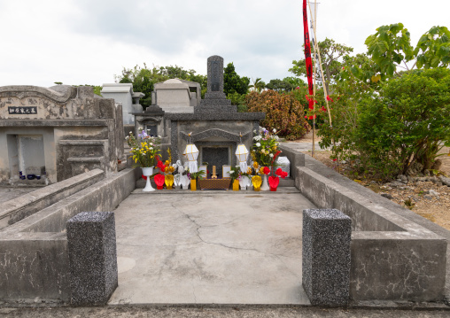 Graves in a cemetery, Yaeyama Islands, Taketomi island, Japan